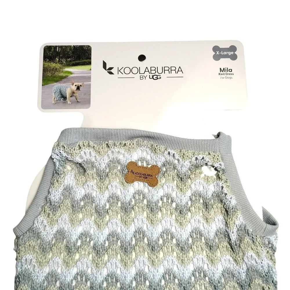 Koolaburra By Ugg X-Large Dog Green and White Mila Knit Chevron Pattern Dress